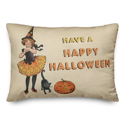 Happy Halloween Witch Girl Throw Pillow