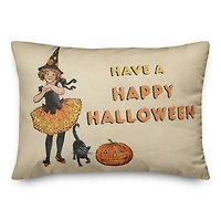 Happy Halloween Witch Girl Throw Pillow