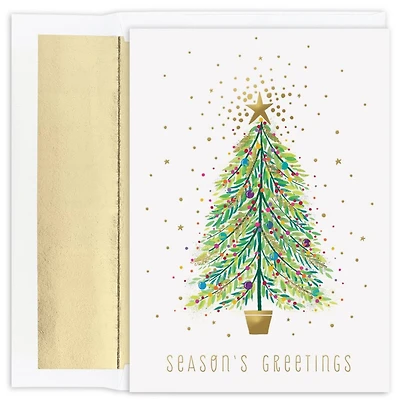 JAM Paper Sparkle Tree Christmas Cards & Envelopes Set