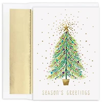 JAM Paper Sparkle Tree Christmas Cards & Envelopes Set