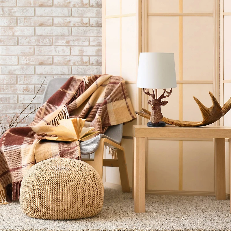 Simple Designs™ 17" Copper Deer Antler Table Lamp with White Shade