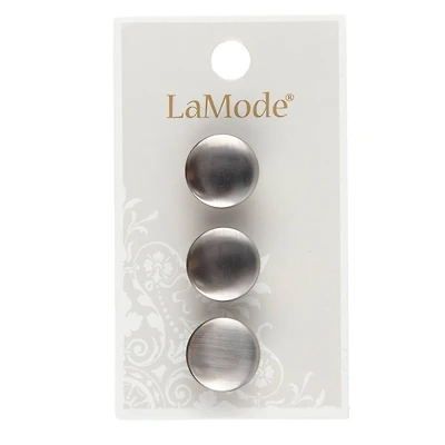 LaMode 5/8" Brushed Silver Shank Buttons, 3ct.