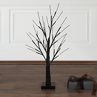 24" LED Lighted Black Halloween Twig Tree, Warm White Lights