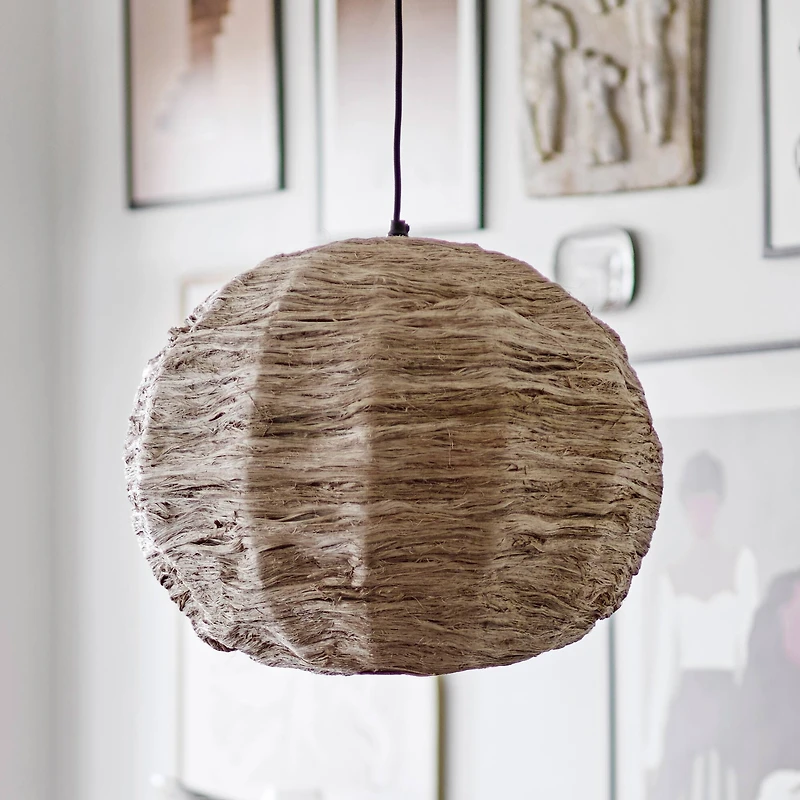Hello Honey® 15" Round Collapsible Banana Fiber Modern Hanging Pendant Lamp
