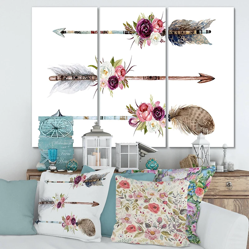 Designart - Ethnic Feathers and Flowers On Native Arrows III