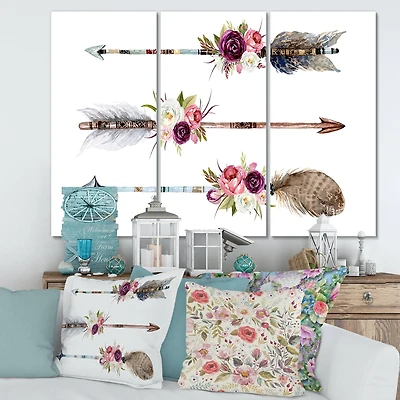 Designart - Ethnic Feathers and Flowers On Native Arrows III