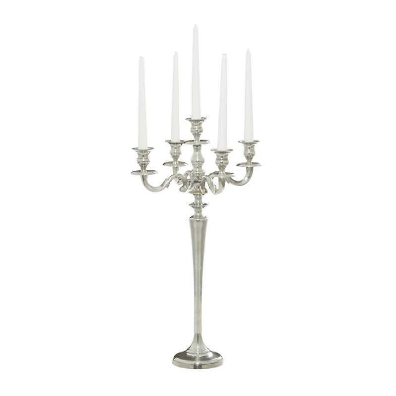 24'' Silver Aluminum Traditional Candle Holder