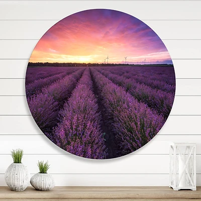 Designart - Sunrise & Dramatic Clouds Over Lavender Field XIII
