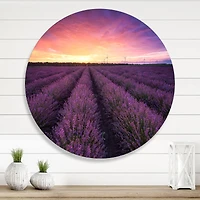 Designart - Sunrise & Dramatic Clouds Over Lavender Field XIII