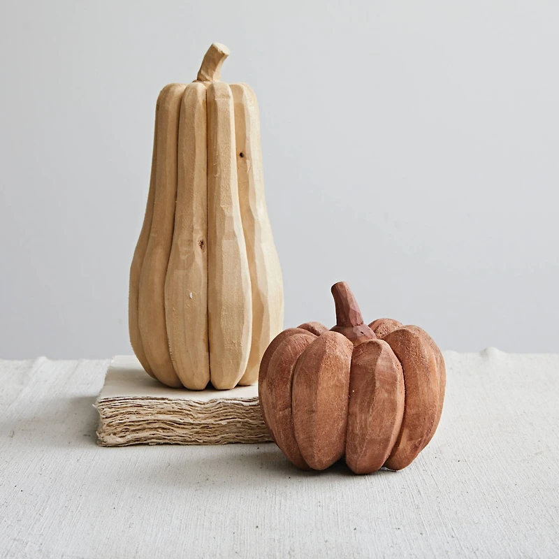 Hello Honey® 10.5" Natural Poplar Wood Pumpkin Figurine