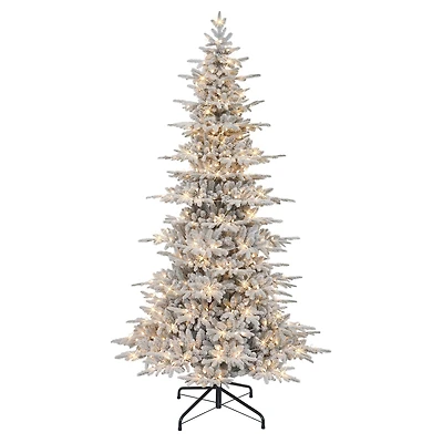 9ft. Pre-Lit Slim Flocked Artificial Utah Fir Tree, Multicolor Lights