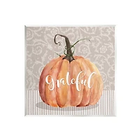 Stupell Industries Grateful Autumnal Pattern Pumpkin Wall Plaque Art