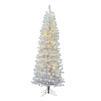 5.5ft. Pre-Lit Pencil White Salem Pine Artificial Christmas Tree, Pure White Dura-Lit® LED Lights