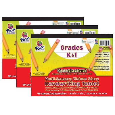 Pacon® Multi-Sensory K-1 Picture Story Handwriting Tablet, 3 Packs of 40