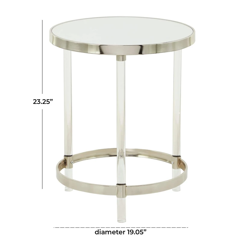 Silver Acrylic Contemporary Accent Table, 19" x 19" x 23"