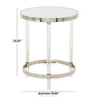 Silver Acrylic Contemporary Accent Table, 19" x 19" x 23"