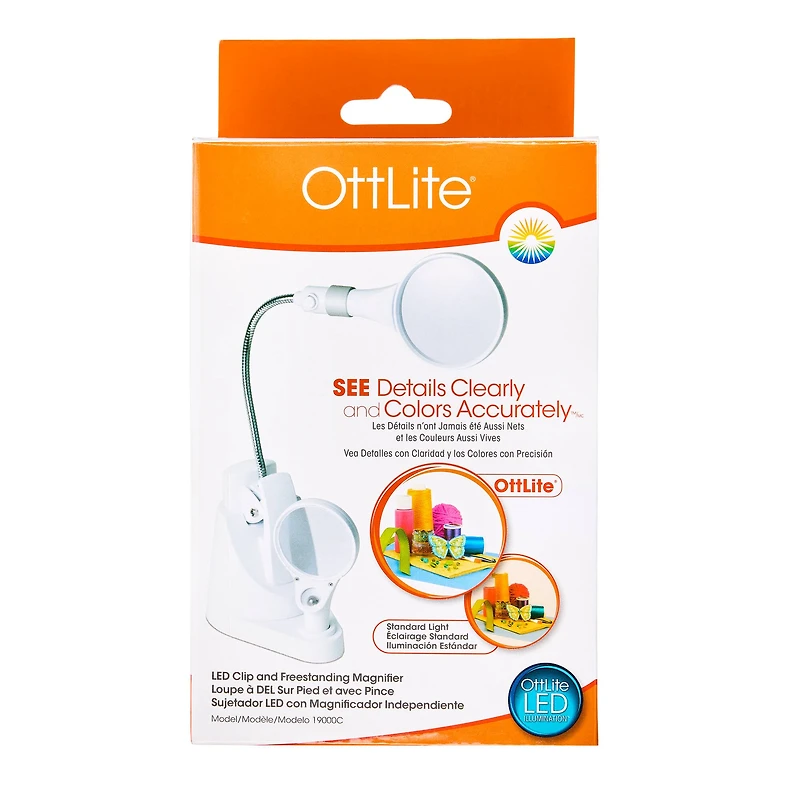 OttLite® LED Clip & Freestanding Magnifier Lamp