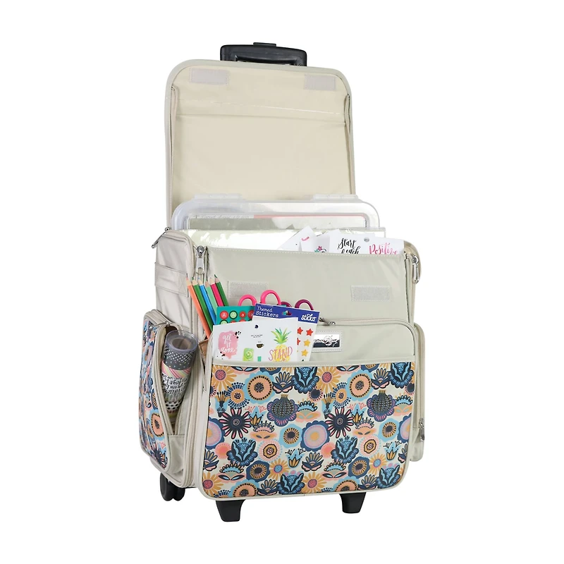 Everything Mary Floral Rolling Scrapbook Storage Tote