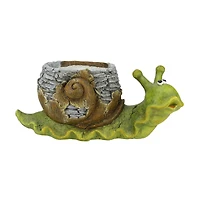 19.25" Green & Brown Snail Garden Statue & Planter