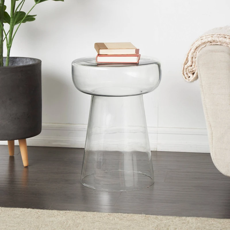 20" Glass Modern Side End Accent Table