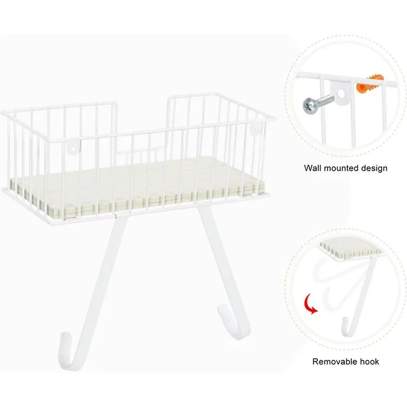 NEX™ White Wall-Mounted Y-Leg Ironing Board Hanger with Storage Basket