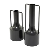 The Novogratz Black Metal Vase with Handles Set of 2 16", 12"