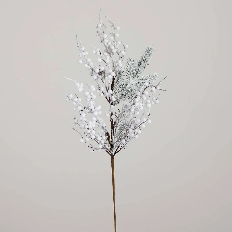 30" Flocked White Berry Stems, 3ct.