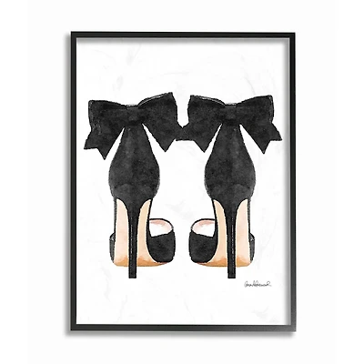 Stupell Industries Glam Black Pumps with Black Bow Wall Art in Black Frame