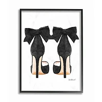 Stupell Industries Glam Black Pumps with Black Bow Wall Art in Black Frame