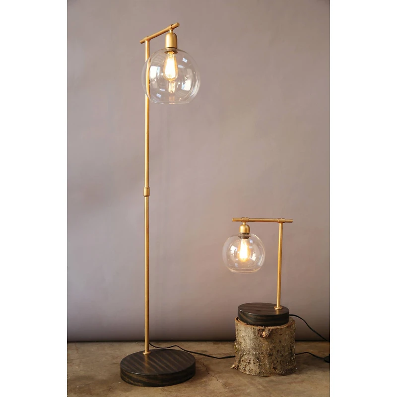 Hello Honey® 5ft. Modern Metal Floor Lamp with Glass Globe Shade