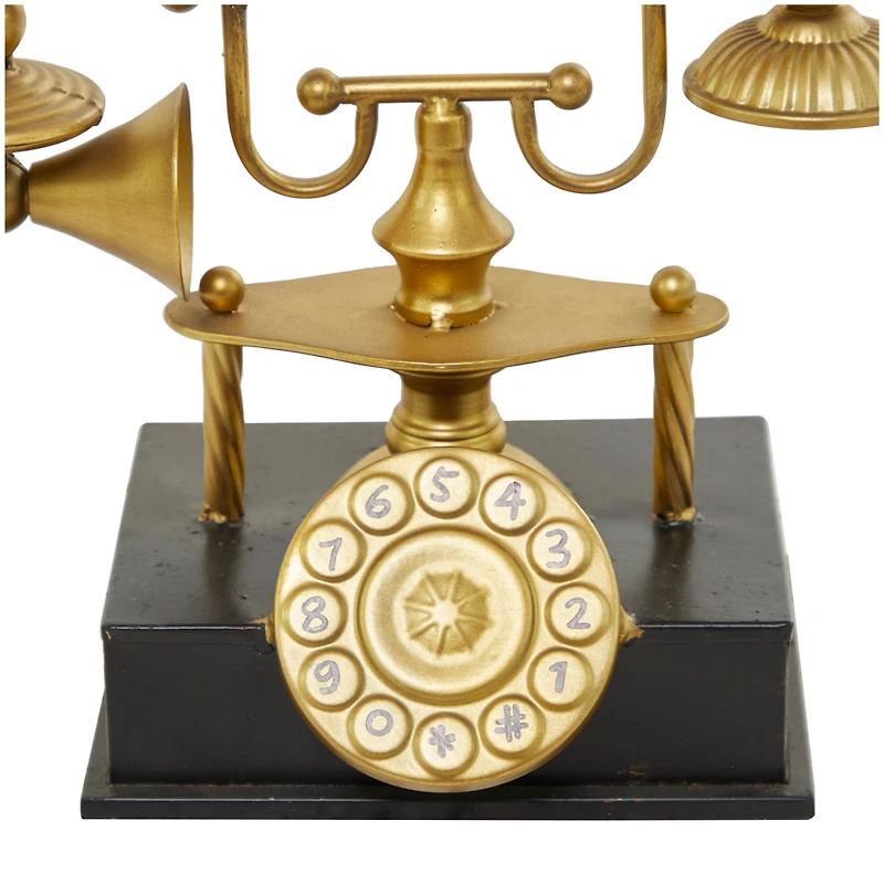 14" Gold Metal Telephone Sculpture