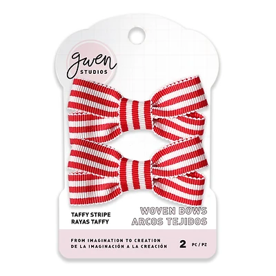 Gwen Studios Red & White Stripe Grosgrain Bows, 2ct.
