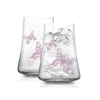 JoyJolt® 17oz. Meadow Butterfly Crystal Highball Glass Set, 2ct.