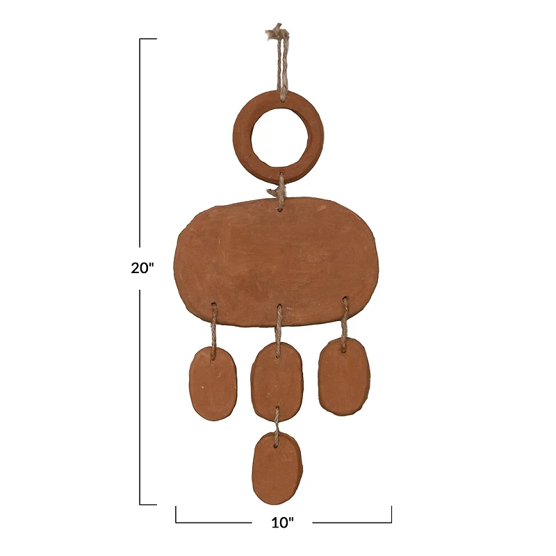 Hello Honey® 20" Handmade Natural Terra Cotta Wall Hanging with Jute Hanger