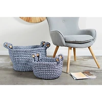 Gray Polyester Eclectic Storage Basket Set