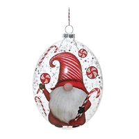 Peppermint Gnome Glass Disc Ornament Set