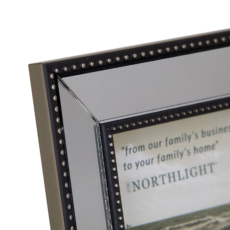 Silver Studded Glass Mirror Encased Photo Picture Frame, 5" x 7"