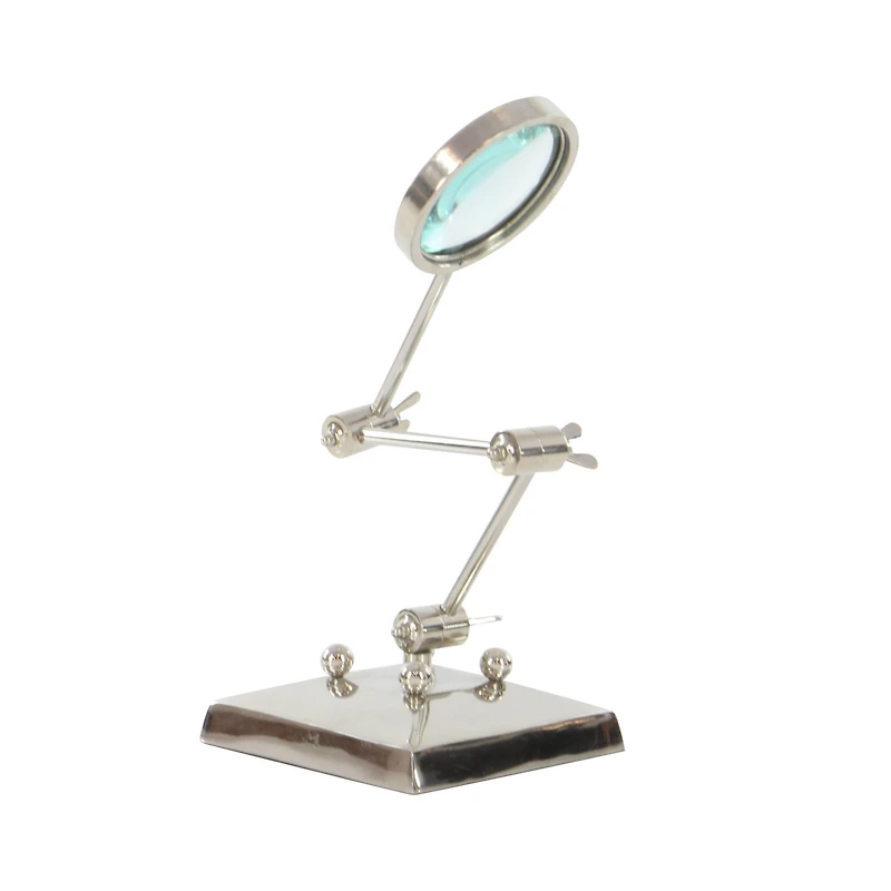 Silver Aluminum Traditional Magnifying Glass, 20" x 6" x 6"