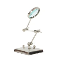 Silver Aluminum Traditional Magnifying Glass, 20" x 6" x 6"
