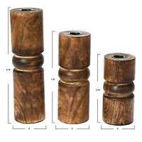 Hello Honey® Wood Stack Taper Candle Holder Set