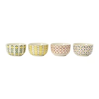 Hello Honey® 4.75" Wide Floral Print Hand-Stamped Stoneware Bowls, 4ct.