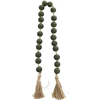 45" Handmade Round Frosted Glass Bead Garland with Tassels & Knotted Jute