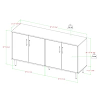 Walker Edison 58" Ash Brown Bookmatch & White Mid Century Modern TV Buffet