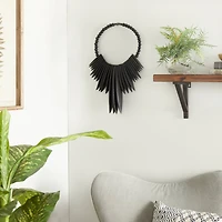 Black Wood Bohemian Wall Decor, 13" x 13" x 3"