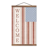 Welcome Flag Hanging Canvas with Frame