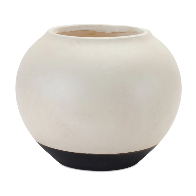 8.75" Black & Cream 2-Tone Ceramic Vase