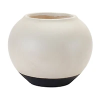 8.75" Black & Cream 2-Tone Ceramic Vase