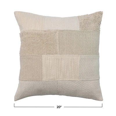 Hello Honey® Natural Cotton Patchwork Pillow Cover with Chambray Back