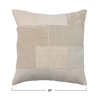 Hello Honey® Natural Cotton Patchwork Pillow Cover with Chambray Back