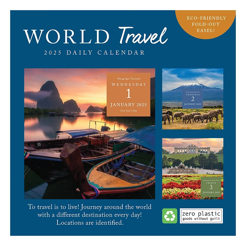 TF Publishing 2025 World Travel Daily Desktop Calendar